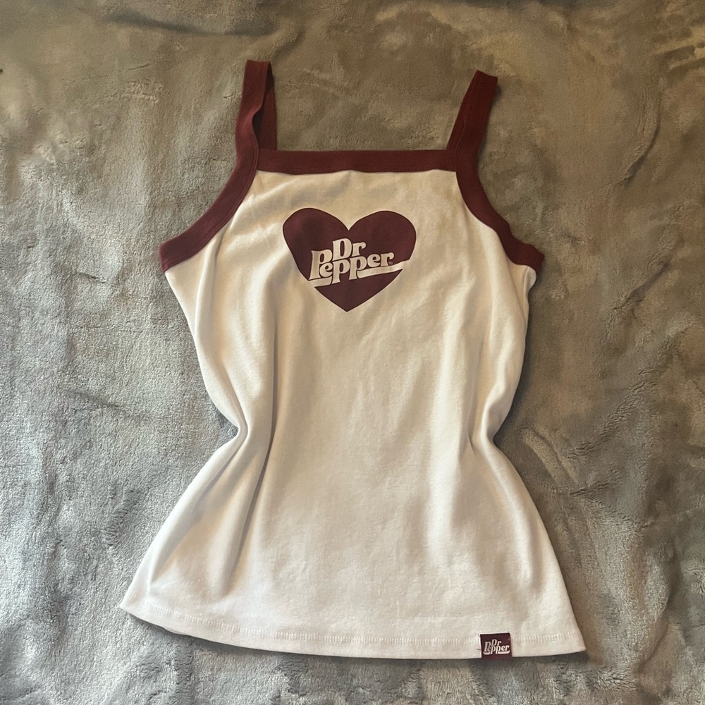 Women's White and Maroon Tank Top
